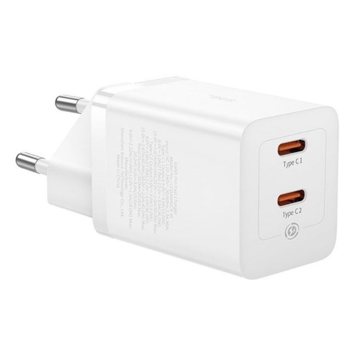 Carregador Baseus GAN5 Pro Fast Charger Dual USB-C 40W Branco