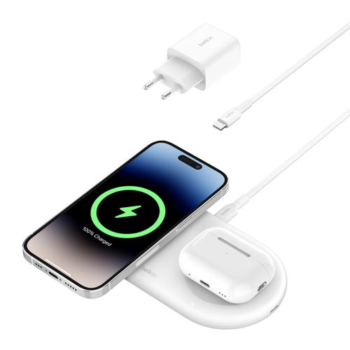 Carregador Indução BoostCharge Pro 2In1 Qi2 Ladepad 15W Branco