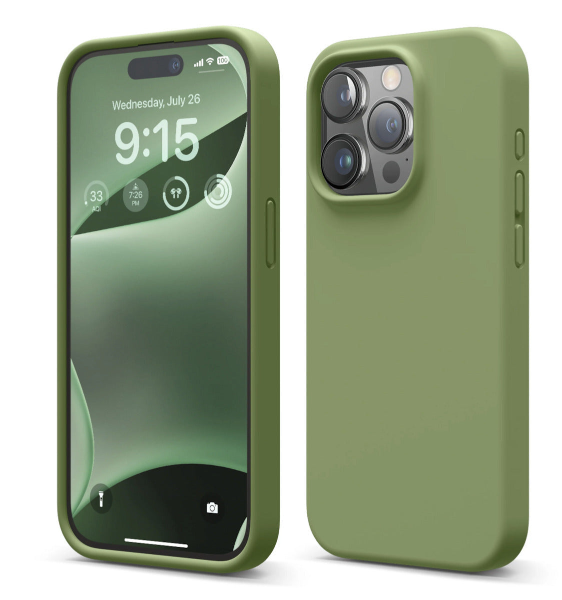 Silicone Case iPhone 15 Pro Cedar Green