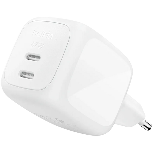 Adaptador de corrente Belkin 67w Dual USB-C PPS, Branco