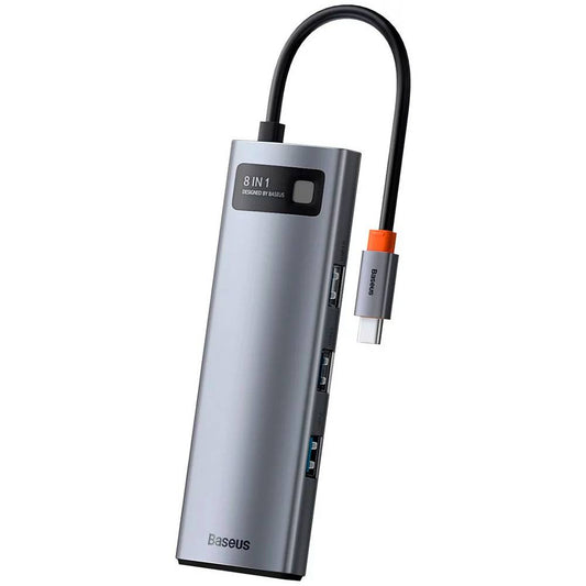 Hub USB-C Baseus Metal Gleam 8-em-1 4K 30Hz Cinza