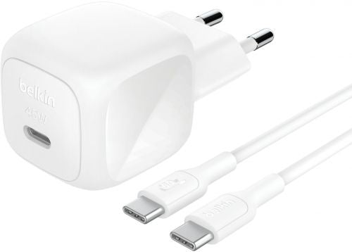 Carregador Belkin 45W USB PD Wall Charger with PPS, WHT w/ 1m 3aMP PVC C-C Cable