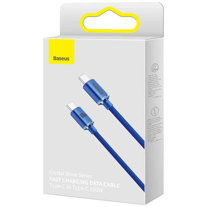 Cabo Crystal Shine Usb-C para Usb-C: 100W: 1.2m Azul