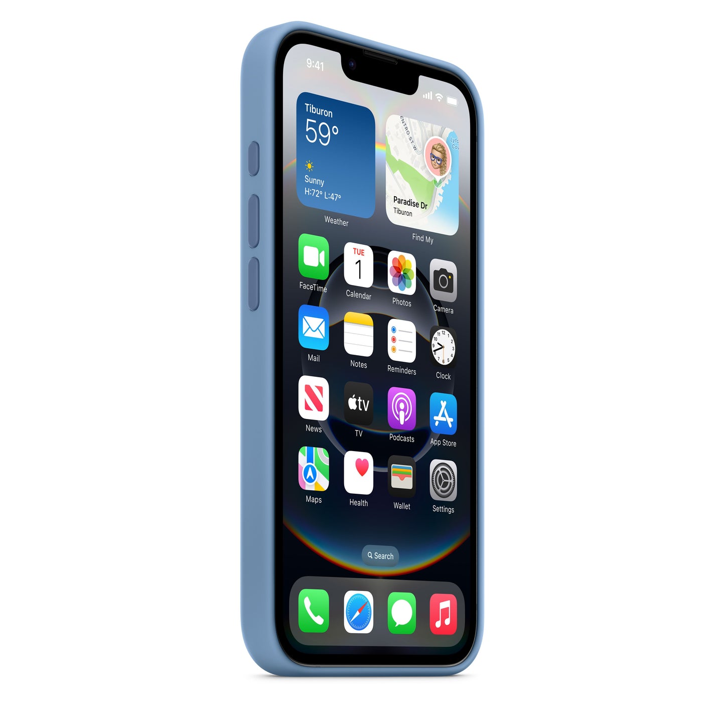 Capa em silicone para iPhone 16e – Azul-inverno