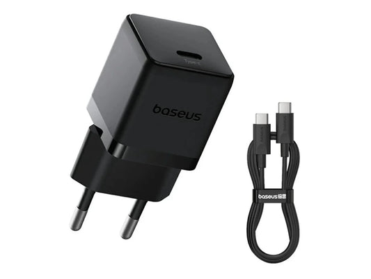 Baseus Carregador Palm Fast Charger 1C 20W Eu Cluster Black (With Mini White Cable Usb-C