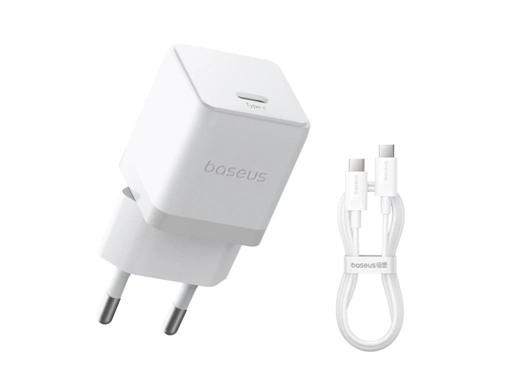 Baseus Carregador Palm Fast Charger 1C 20W Eu Moon White (With Mini White Cable Usb-C