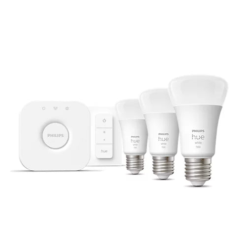 Kit inicial: 3 Lâmpadas inteligentes E27 (1100) + interruptor de regulação da intensidade da luz