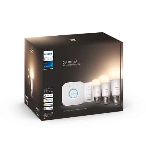 Kit inicial: 3 Lâmpadas inteligentes E27 (1100) + interruptor de regulação da intensidade da luz