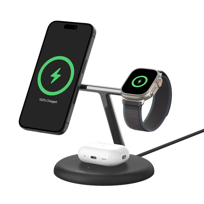 Carregador Boostcharge Belkin pro 3in1 QI2 15w magnetic charge black