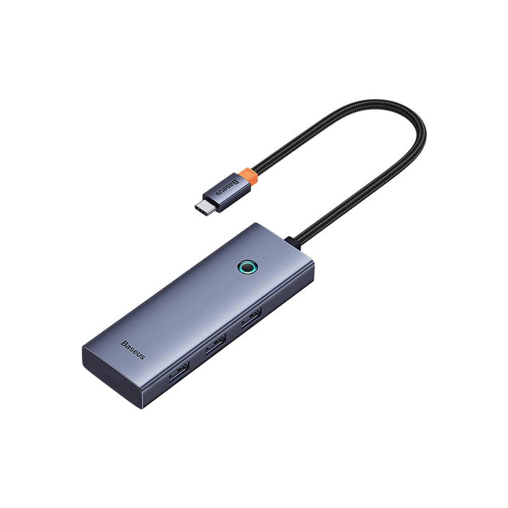 Adaptador USB-C Baseus UltraJoy Series 5-em-1 3x USB-A + PD 100W + 4K30Hz Cinza