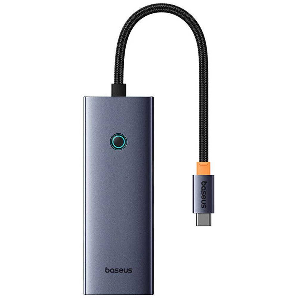 Adaptador USB-C Baseus UltraJoy Series 5-em-1 4x USB-A + PD 100W + 4K30Hz Cinza