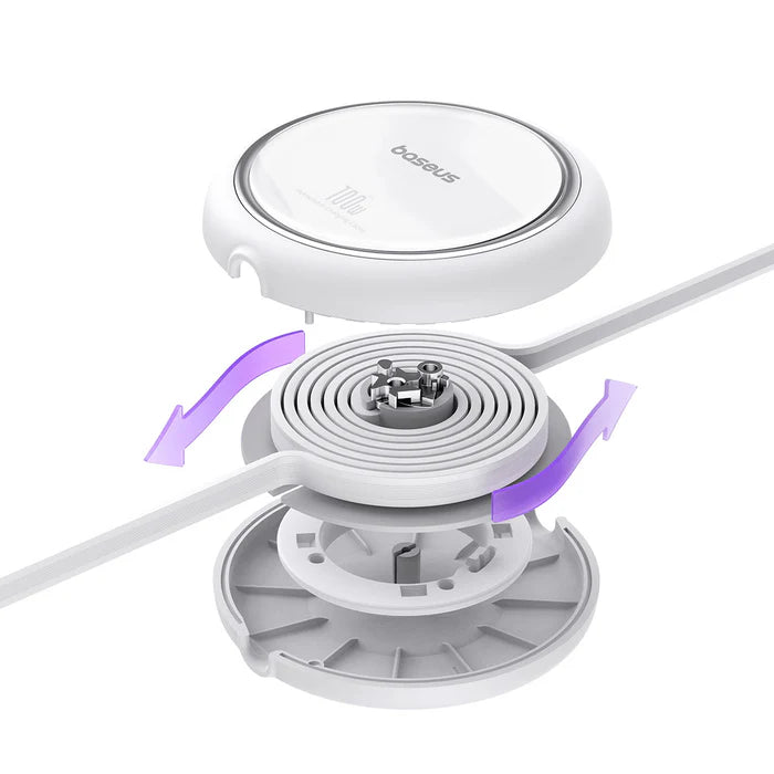 Cabo retrátil Baseus Free2Draw Mini USB-C – USB-C 100W 1m Moon White