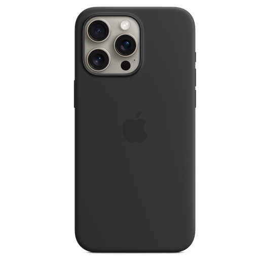 Capa em silicone com MagSafe para iPhone 15 Pro Max - Preto