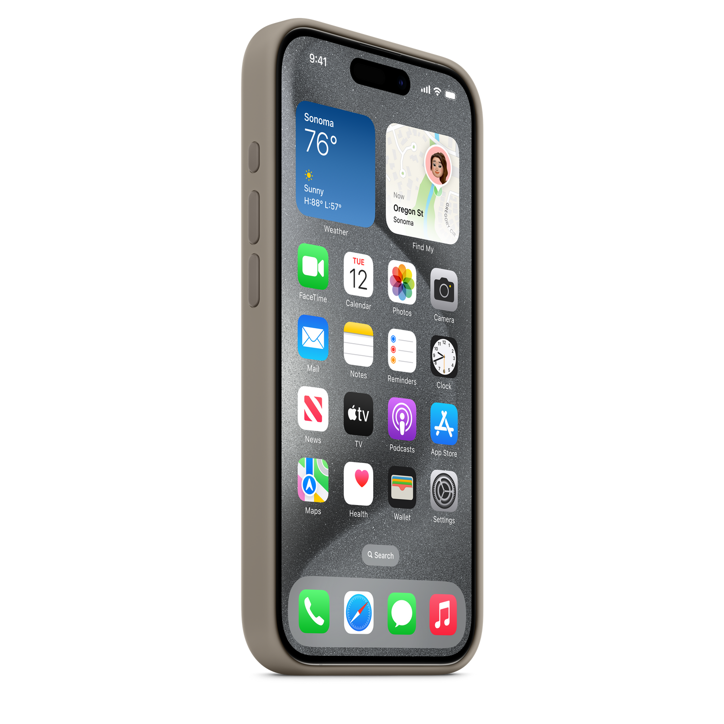 Capa em silicone com MagSafe para iPhone 15 Pro - Barro