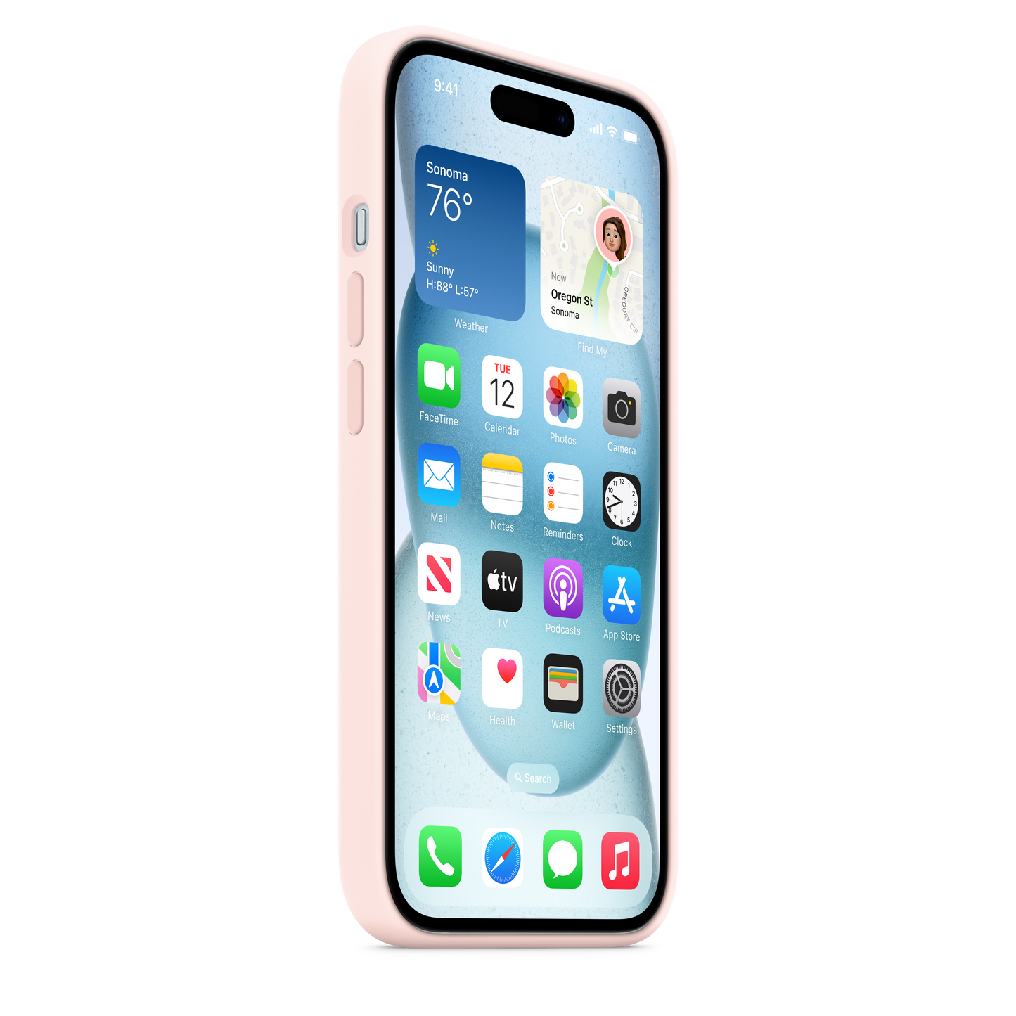 Capa em silicone com MagSafe para iPhone 15 - Rosa-claro