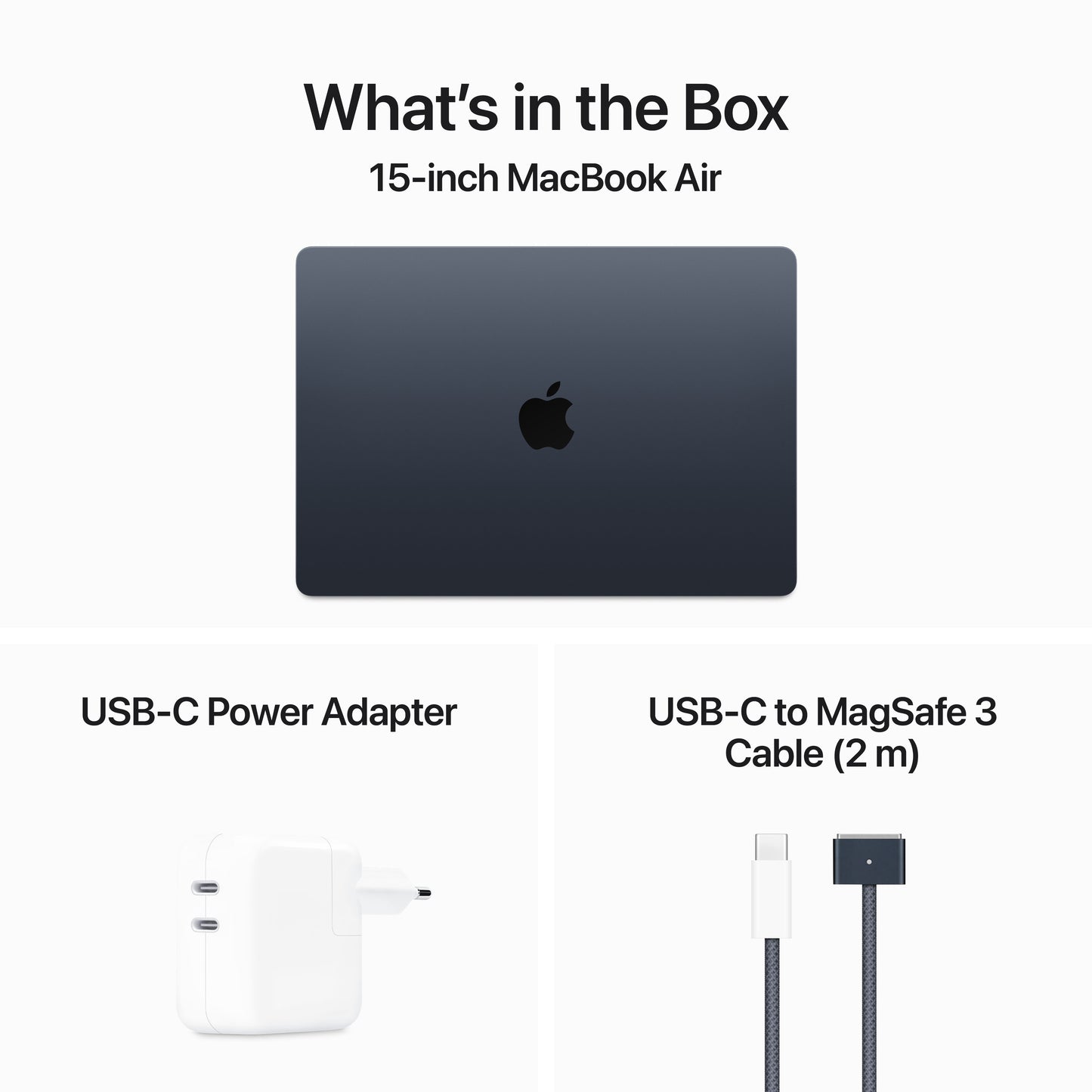 MacBook Air de 15 polegadas: Processador M3 da Apple com CPU 8-core e GPU 10-core, 512 GB SSD - Meia-noite