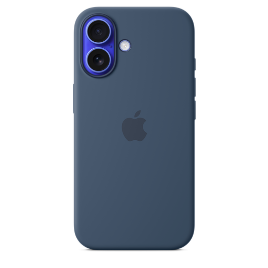 Capa em silicone com MagSafe para iPhone 16 - Azul denim