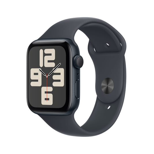 Apple Watch SE GPS, Caixa em alumínio meia-noite de 44 mm com Bracelete desportiva meia-noite - M/L