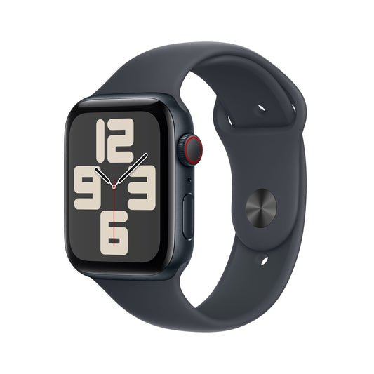 Apple Watch SE GPS + Cellular, Caixa em alumínio meia-noite de 44 mm com Bracelete desportiva meia-noite - M/L