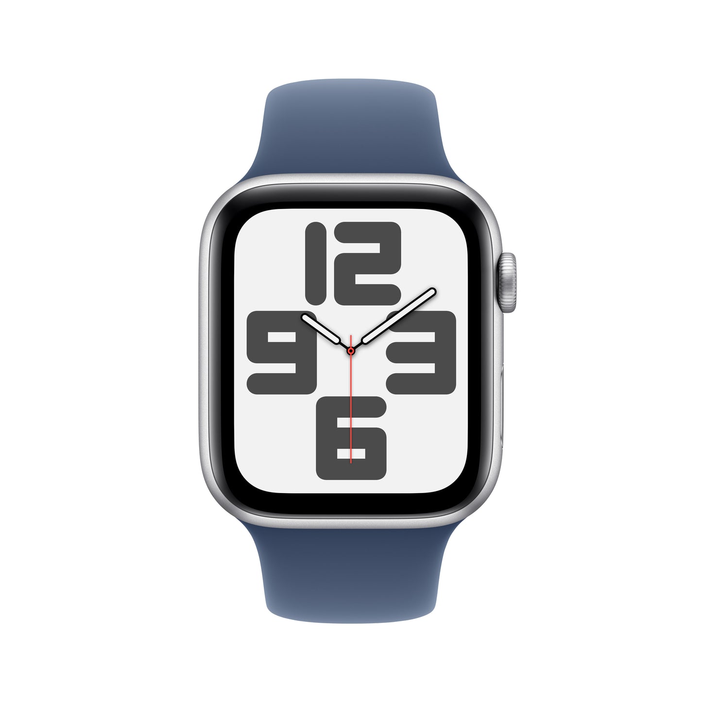 Apple Watch SE GPS + Cellular, Caixa em alumínio prateado de 44 mm com Bracelete desportiva azul Denim - M/L