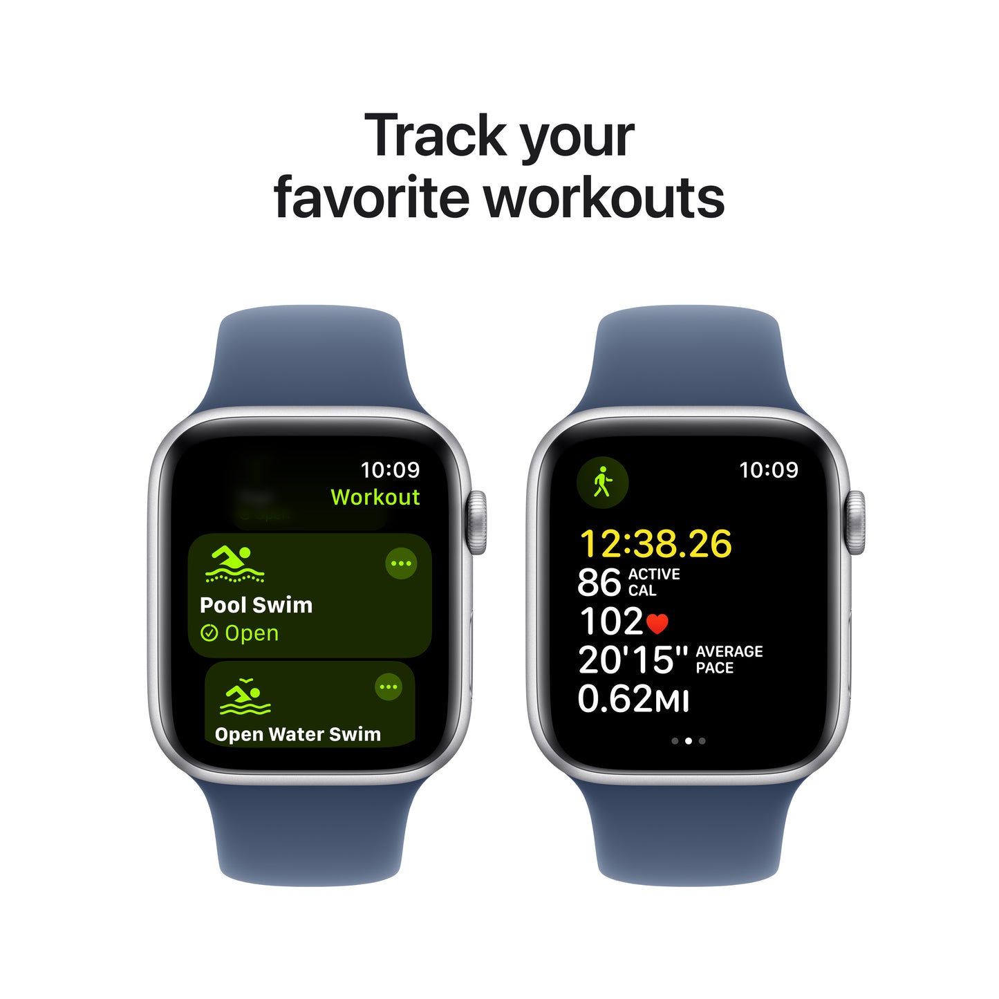 Apple Watch SE GPS + Cellular, Caixa em alumínio prateado de 44 mm com Bracelete desportiva azul Denim - M/L