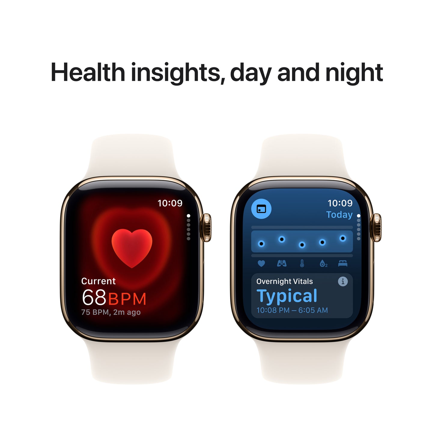 Apple Watch Series 10 GPS + Cellular, Caixa em titânio dourado de 42 mm com Bracelete desportiva luz das estrelas - M/L