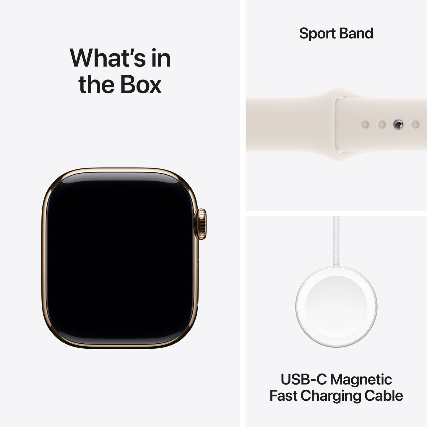 Apple Watch Series 10 GPS + Cellular, Caixa em titânio dourado de 42 mm com Bracelete desportiva luz das estrelas - M/L