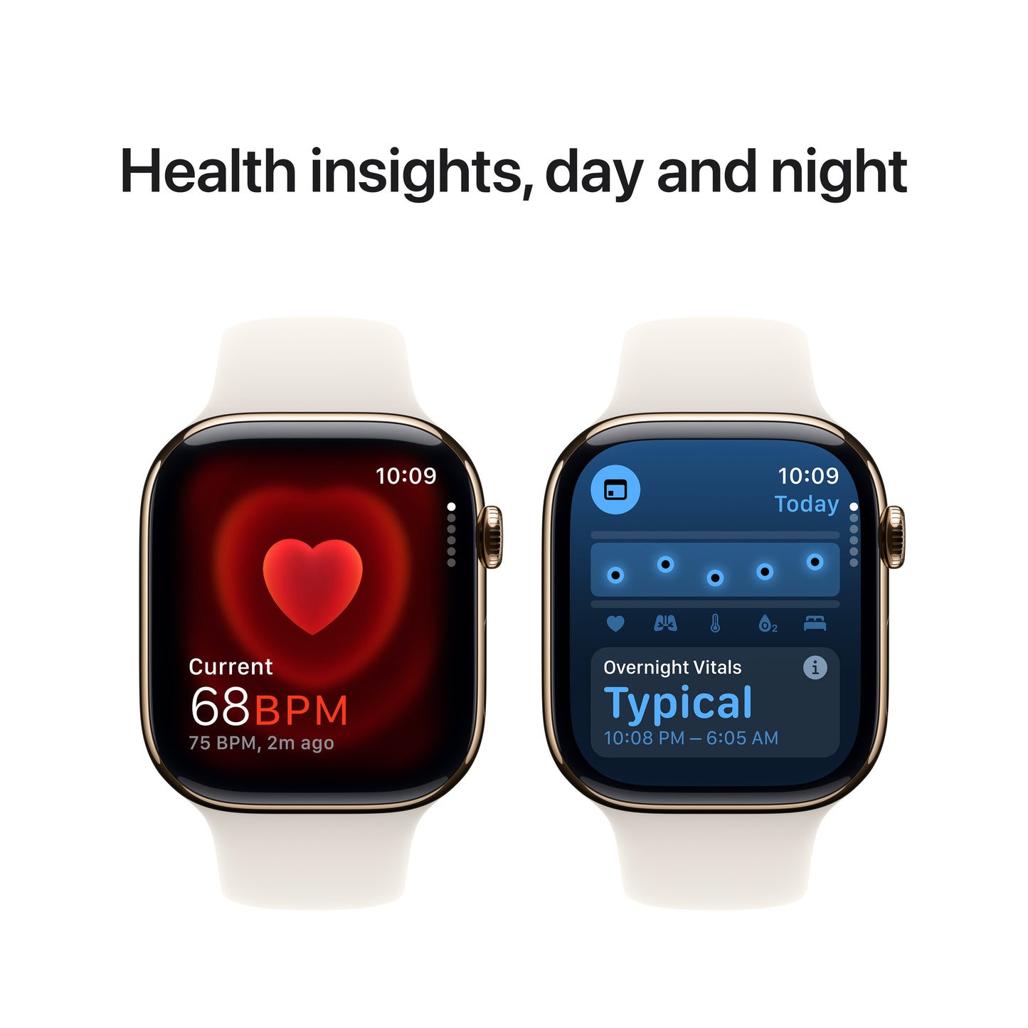 Apple Watch Series 10 GPS + Cellular, Caixa em titânio dourado de 46 mm com Bracelete desportiva luz das estrelas - S/M