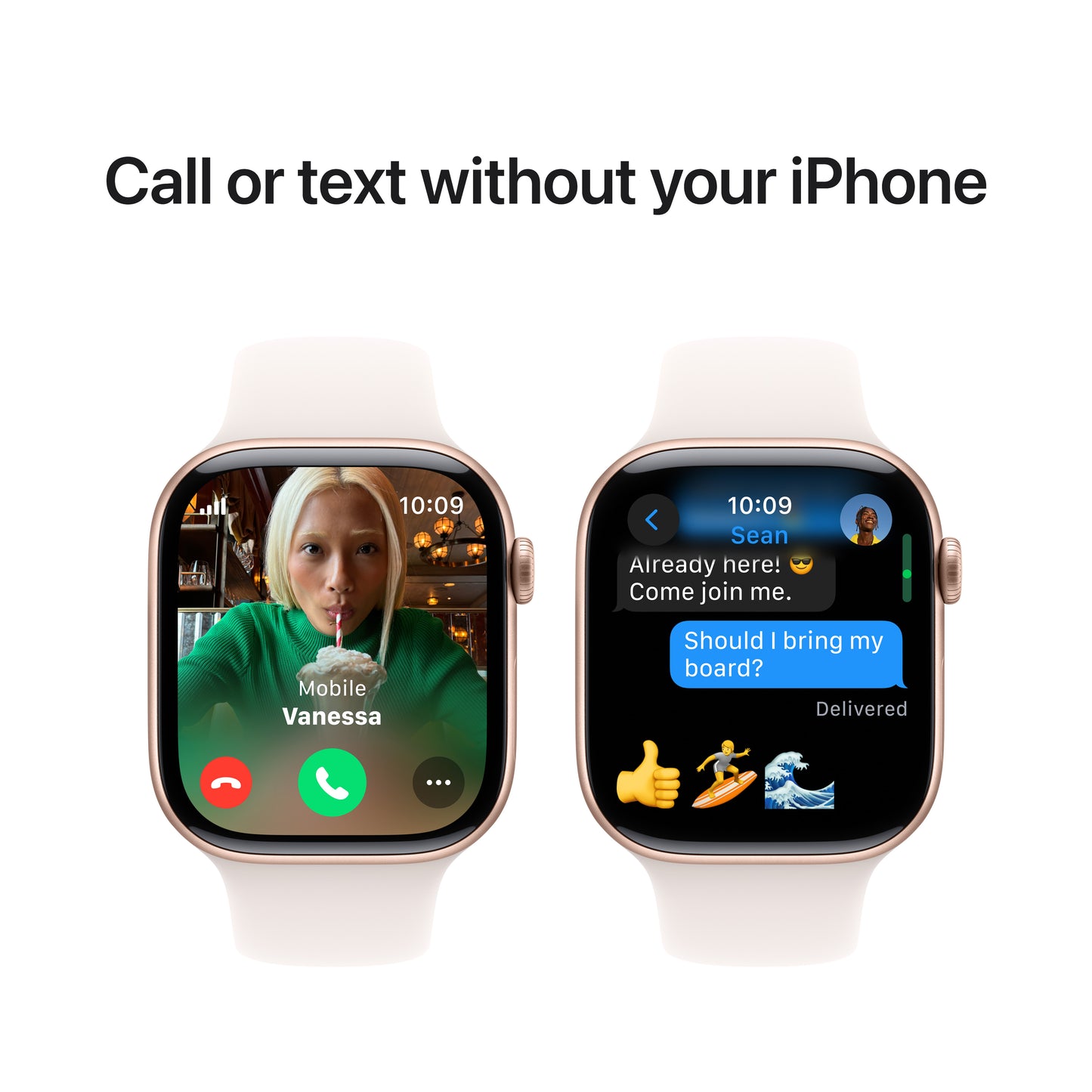 Apple Watch Series 10 GPS + Cellular, Caixa em alumínio rosa-dourado de 46 mm com Bracelete desportiva rosa leve - M/L