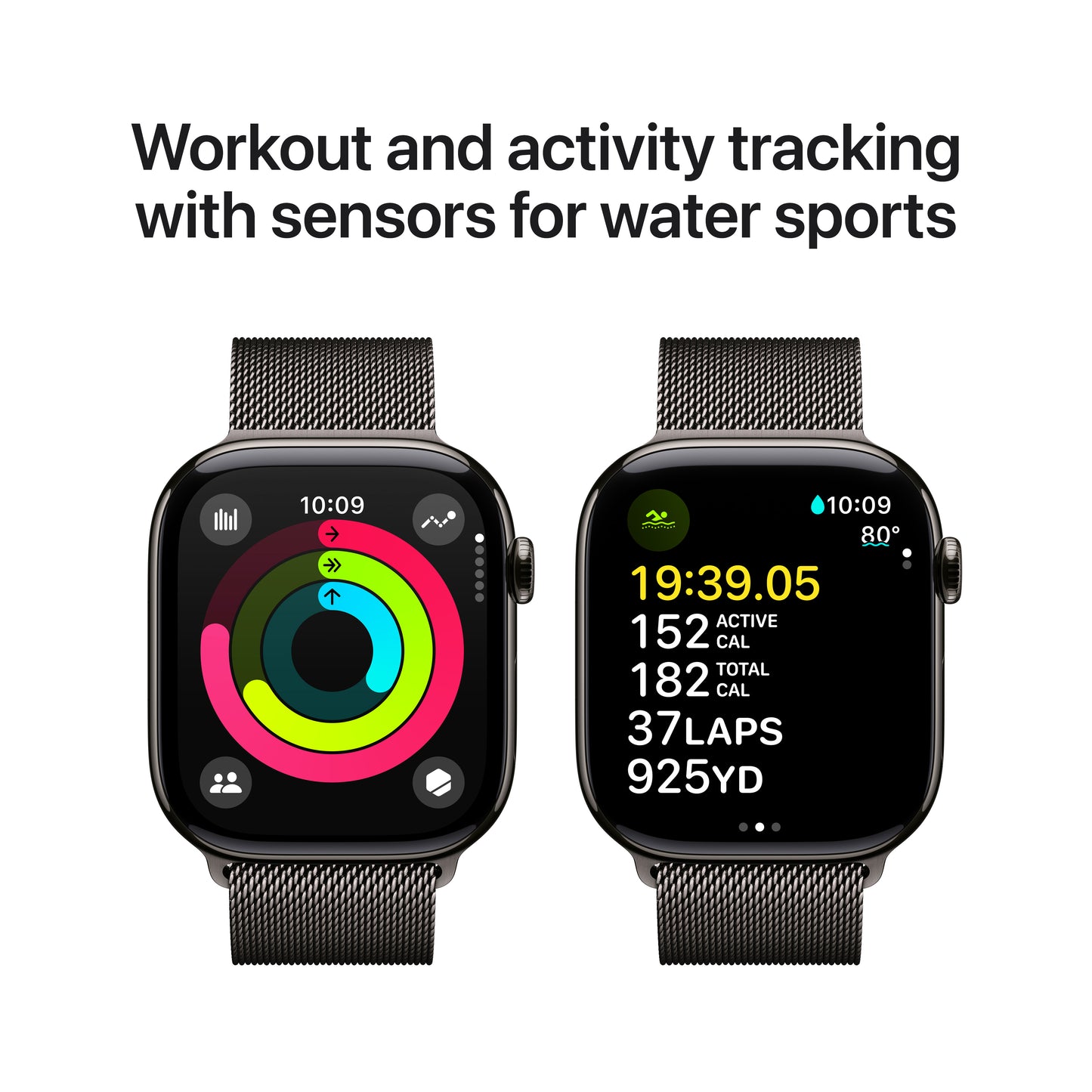 Apple Watch Series 10 GPS + Cellular, Caixa em titânio ardósia de 46 mm com Loop milanesa ardósia - S/M
