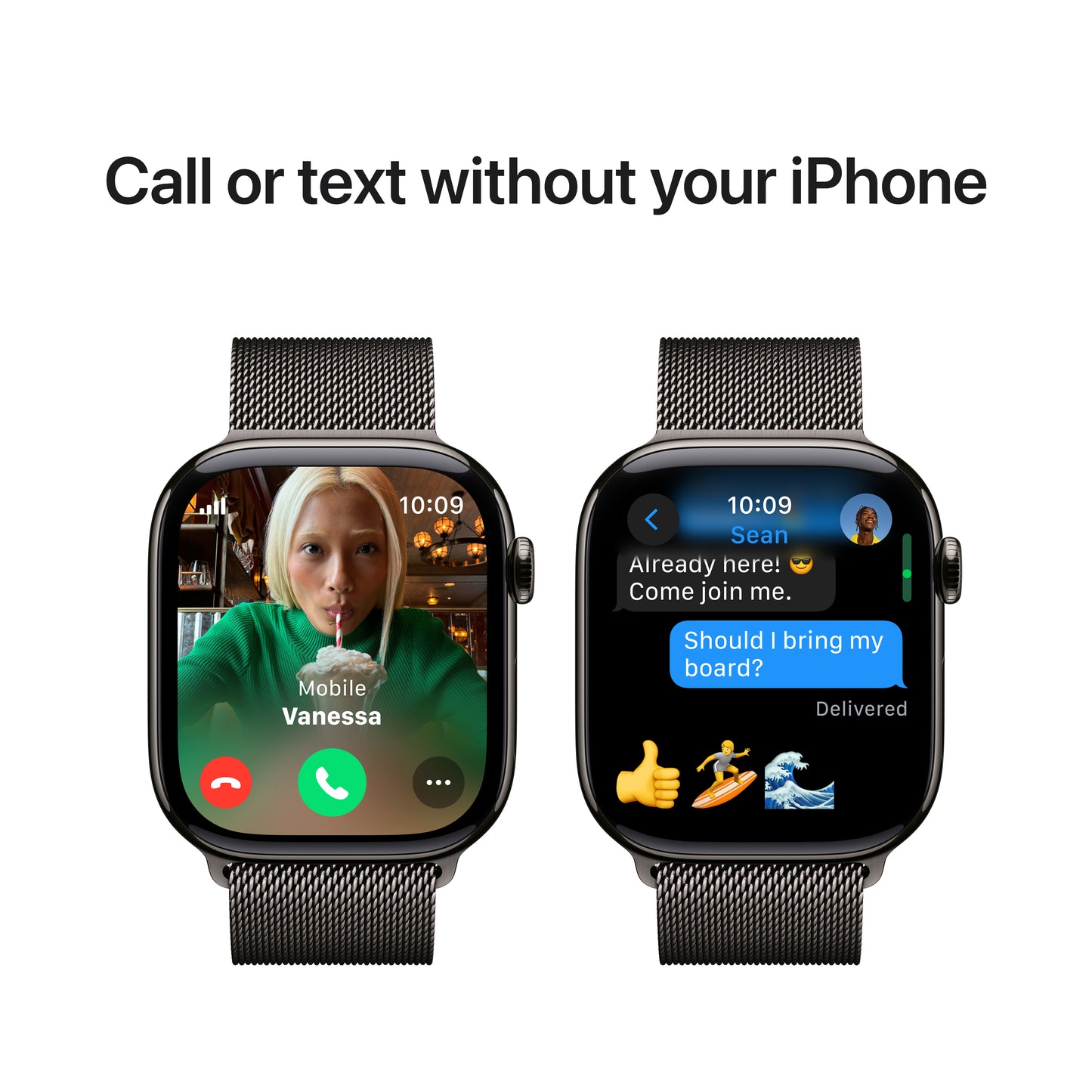 Apple Watch Series 10 GPS + Cellular, Caixa em titânio ardósia de 46 mm com Loop milanesa ardósia - S/M