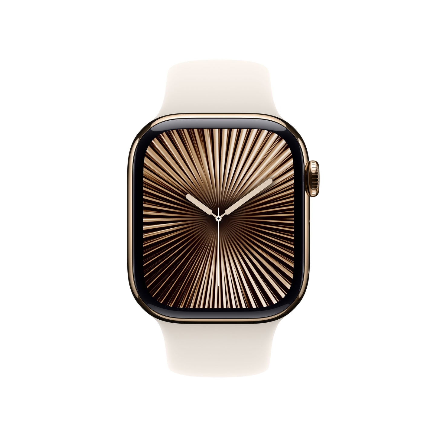 Apple Watch Series 10 GPS + Cellular, Caixa em titânio dourado de 42 mm com Bracelete desportiva luz das estrelas - M/L