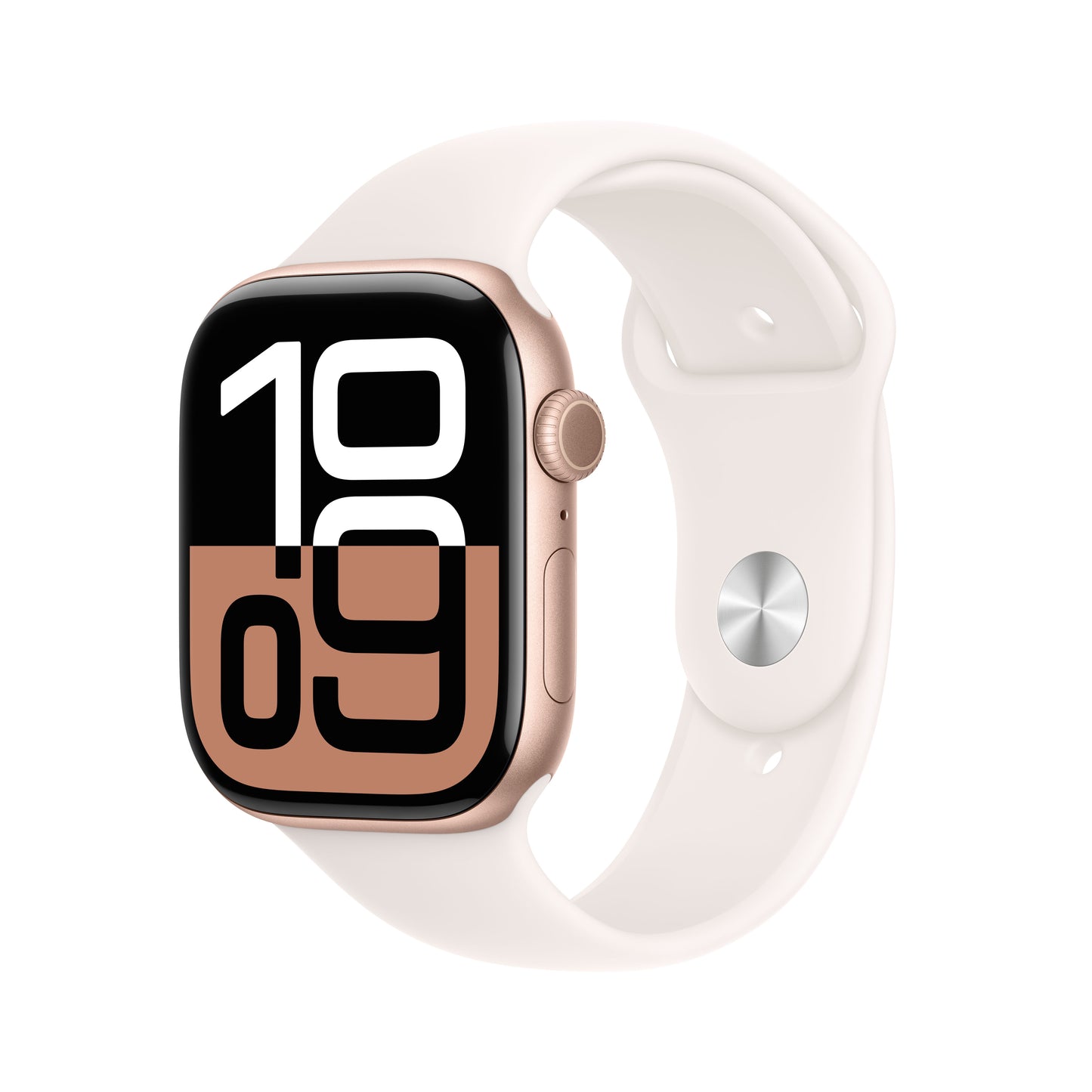 Apple Watch Series 10 GPS, Caixa em alumínio rosa-dourado de 46 mm com Bracelete desportiva rosa leve - S/M
