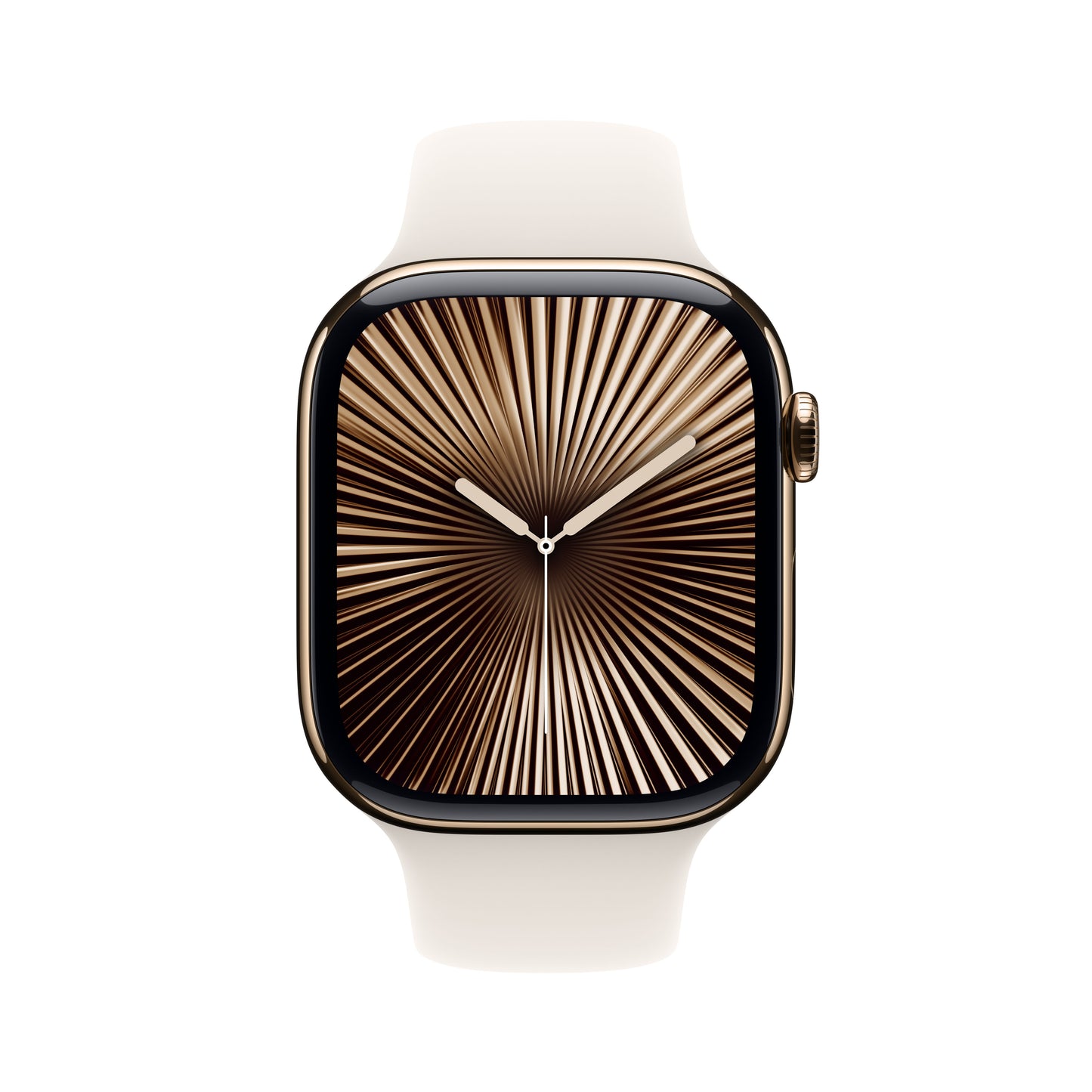 Apple Watch Series 10 GPS + Cellular, Caixa em titânio dourado de 46 mm com Bracelete desportiva luz das estrelas - S/M