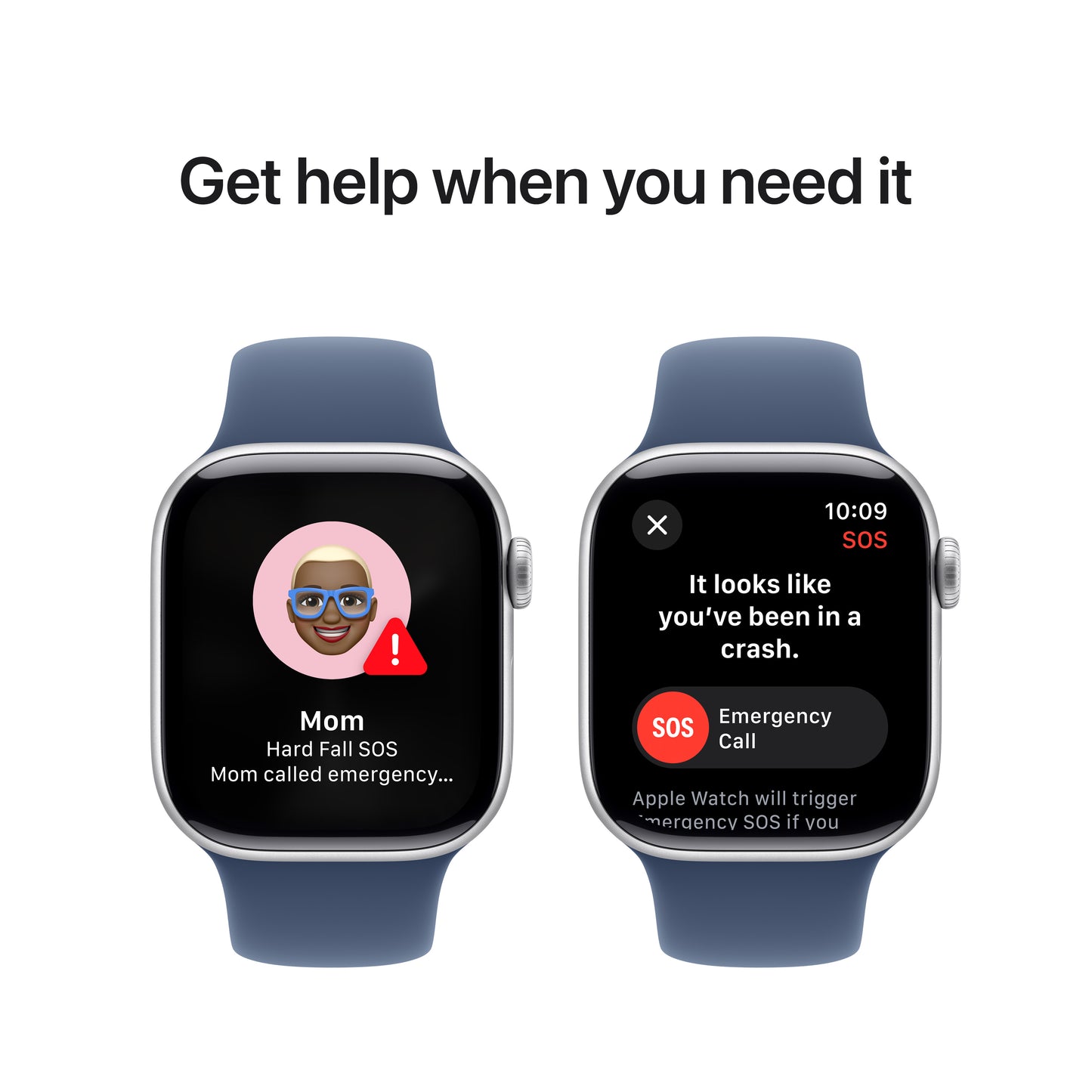 Apple Watch Series 10 GPS, Caixa em alumínio prateado de 42 mm com Bracelete desportiva azul Denim - M/L