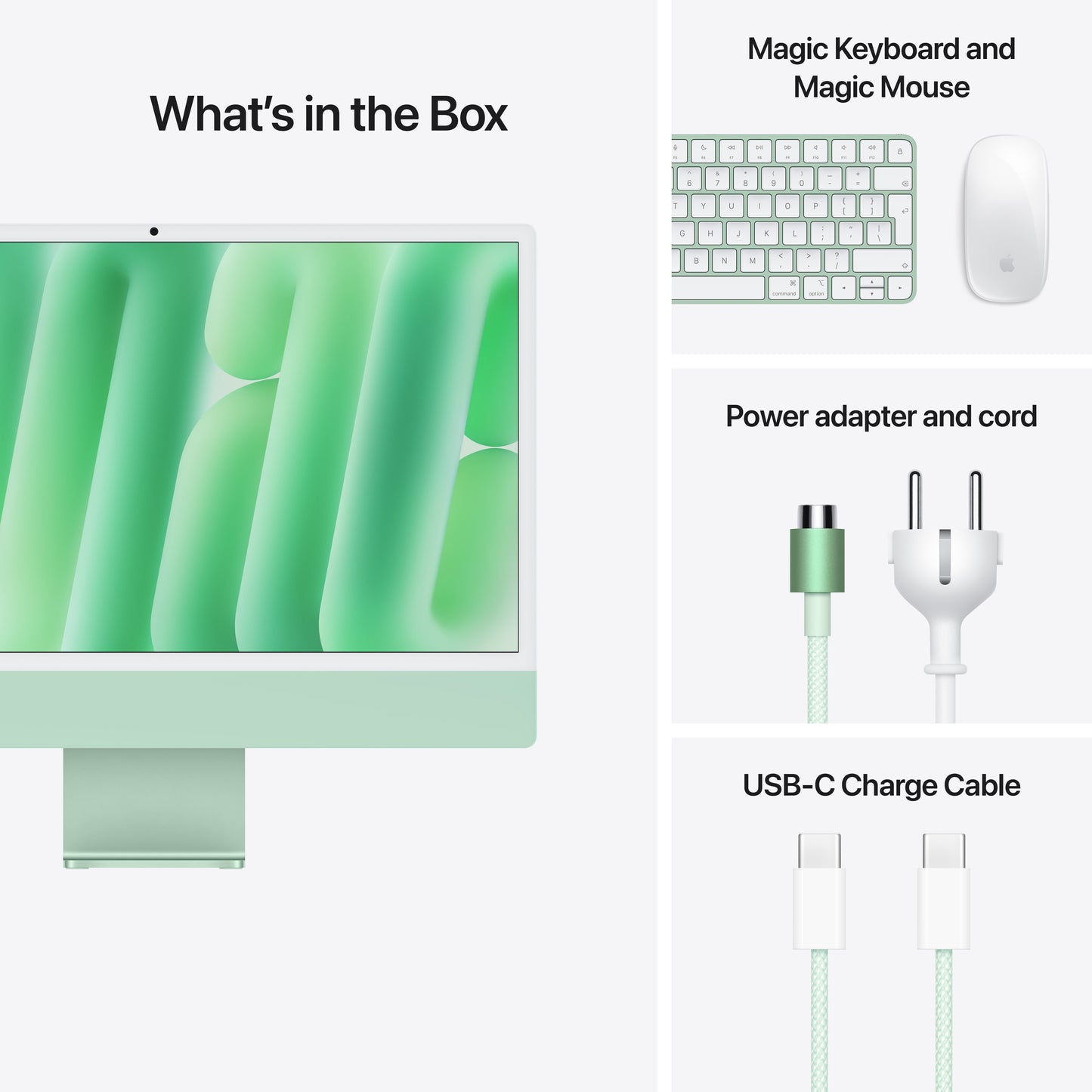 iMac com ecrã Retina 4,5K de 24 polegadas: Processador M4 da Apple com CPU 8-core e GPU 8-core, 256 GB SSD - Verde