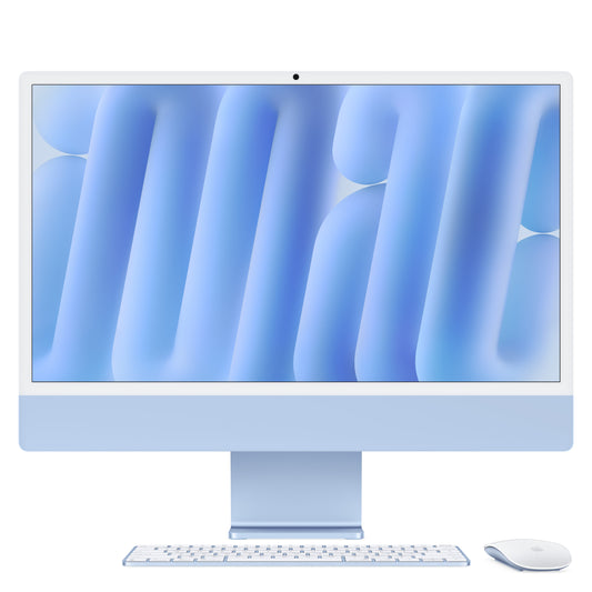 iMac com ecrã Retina 4,5K de 24 polegadas: Processador M4 da Apple com CPU 10-core e GPU 10-core, 256 GB SSD - Azul