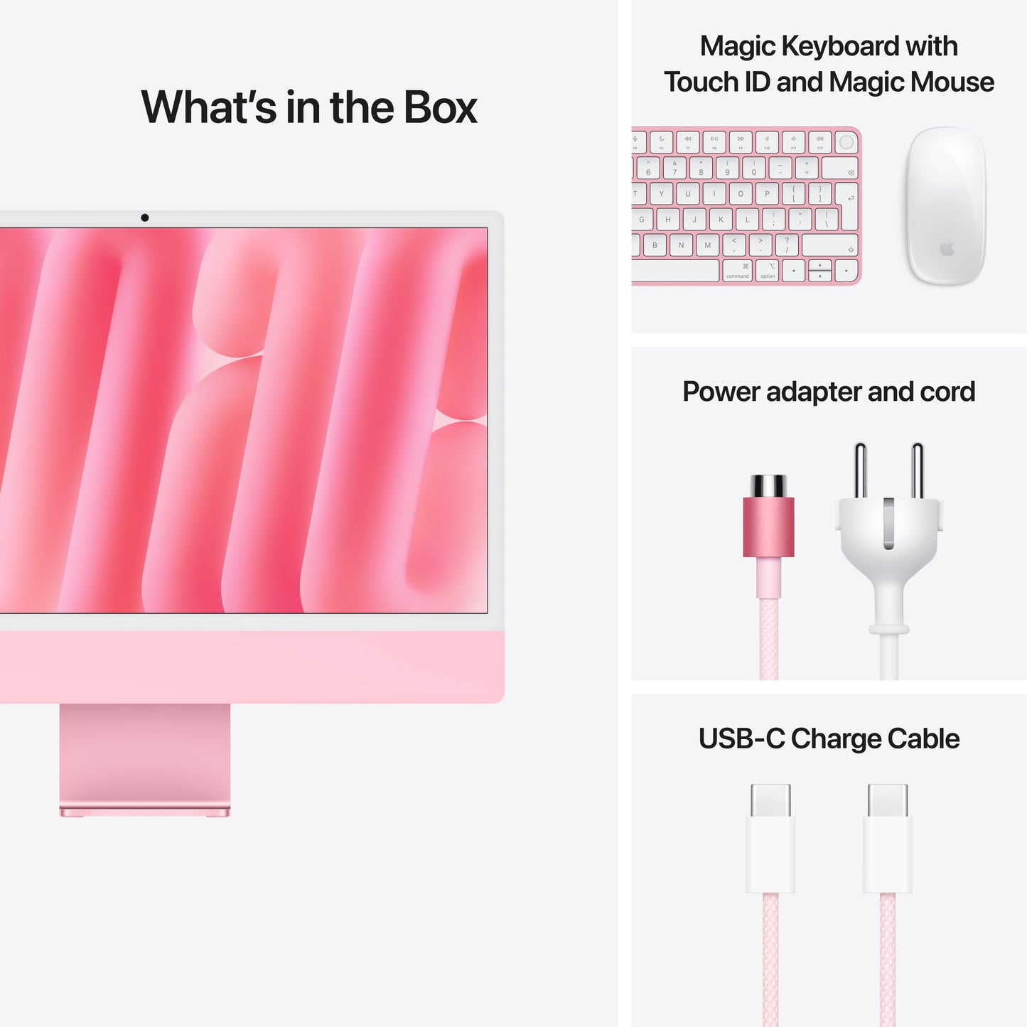 iMac com ecrã Retina 4,5K de 24 polegadas: Processador M4 da Apple com CPU 10-core e GPU 10-core, 256 GB SSD - Rosa