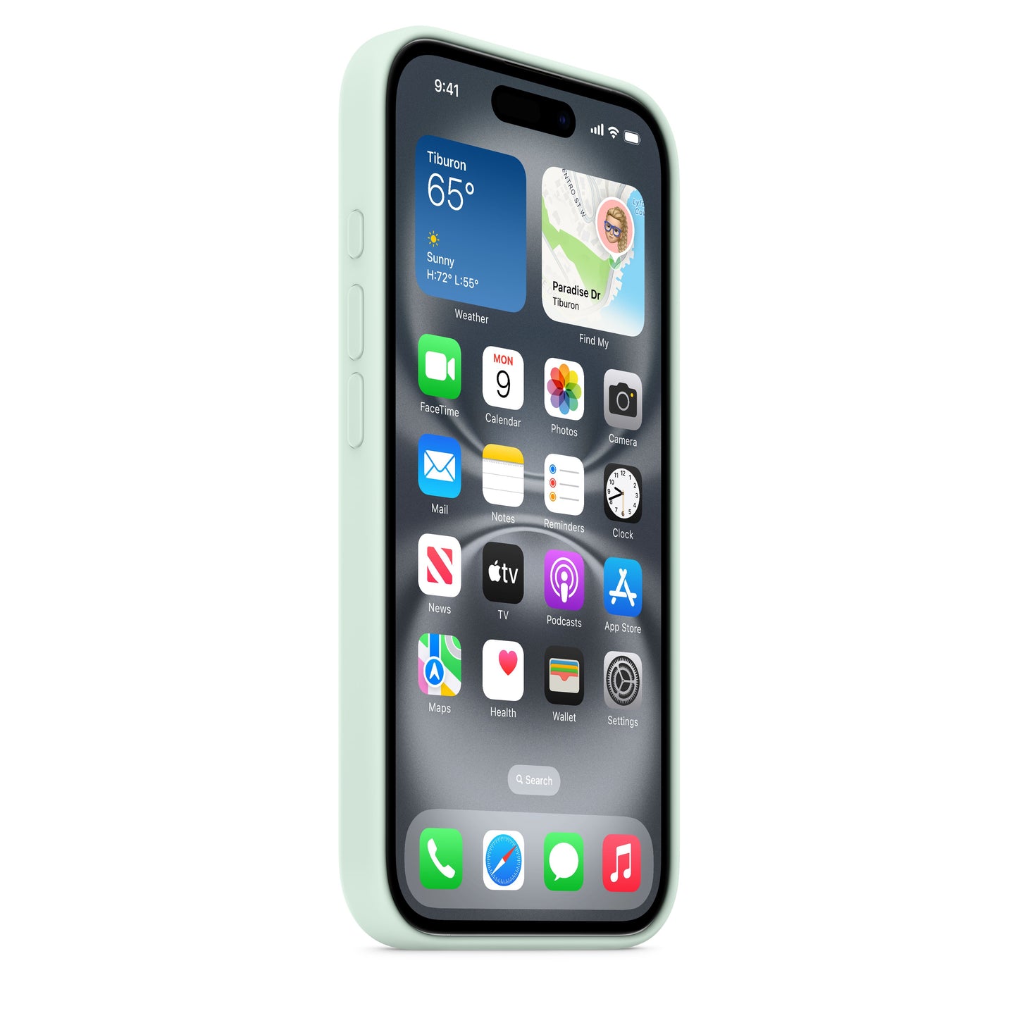 Capa em silicone com MagSafe para iPhone 16 - Água-marinha