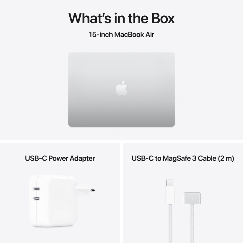 MacBook Air de 15 polegadas: Processador M4 da Apple com CPU 10-core e GPU 10-core, 256 GB SSD - Prateado