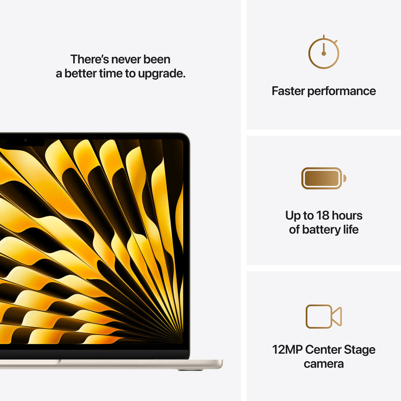 MacBook Air de 13 polegadas: Processador M4 da Apple com CPU 10-core e GPU 10-core, 512 GB SSD - Luz das estrelas