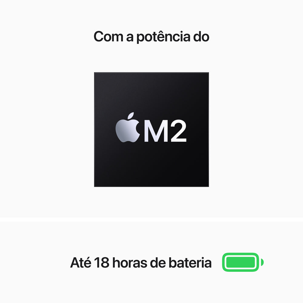 MacBook Air de 13 polegadas: Processador M2 da Apple com CPU 8-core e GPU 8-core, 256 GB SSD - Cinzento sideral