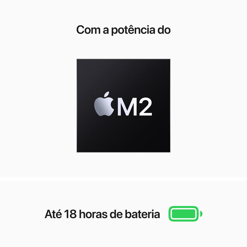 MacBook Air de 13 polegadas: Processador M2 da Apple com CPU 8-core e GPU 8-core, 256 GB SSD - Meia-noite