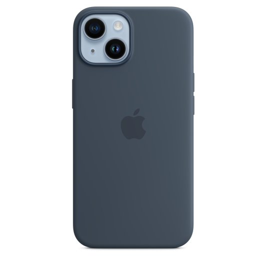 Capa em silicone com MagSafe para iPhone 14 - Azul trovoada