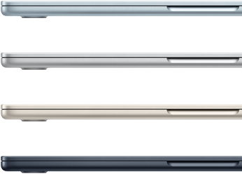 Exterior de quatro portáteis MacBook Air em quatro cores diferentes