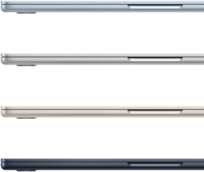 Exterior de quatro portáteis MacBook Air em quatro cores diferentes