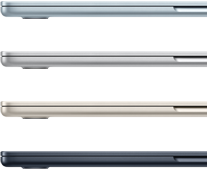 Exterior de quatro portáteis MacBook Air em quatro cores diferentes