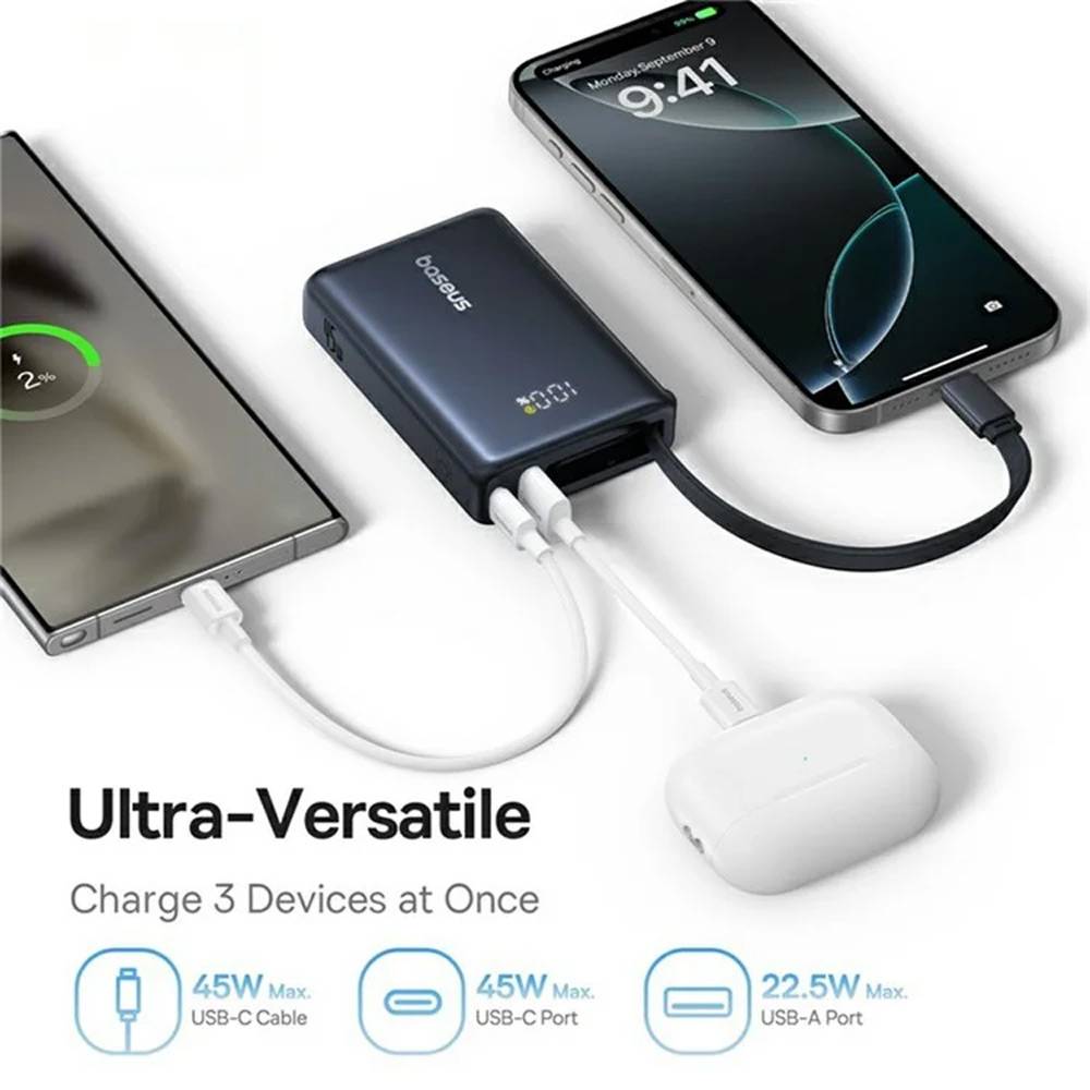 Powerbank Baseus Picogo Display 10000mAh 45W Preta