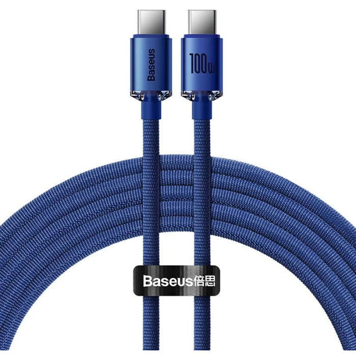 Cabo Crystal Shine Usb-C para Usb-C: 100W: 1.2m Azul