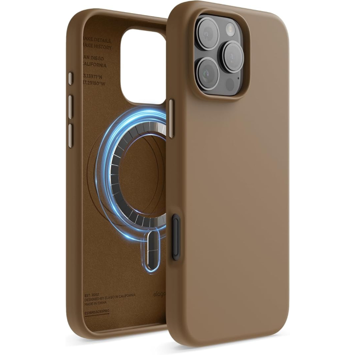 Magnetic Silicone Case iPhone 16 Pro Max (Castanho)